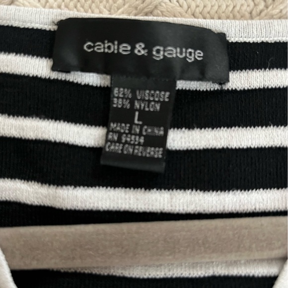 Cable & Gauge Black & White Striped fitted Dressy Tank Women’s size Large - Picture 10 of 11